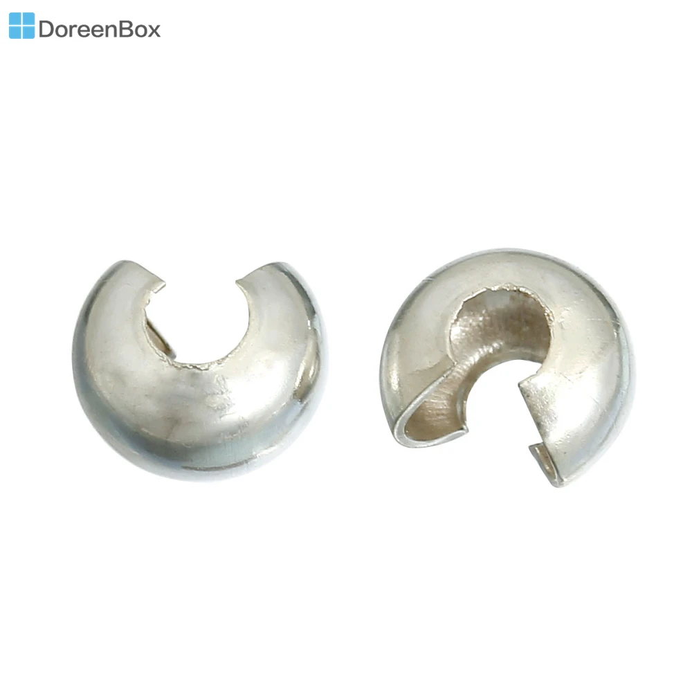 Doreen Box hot- 500 шт Серебристые цветные Обжимные бусины 4 мм x 3 (1/8 &quotx 1/8") | Украшения и
