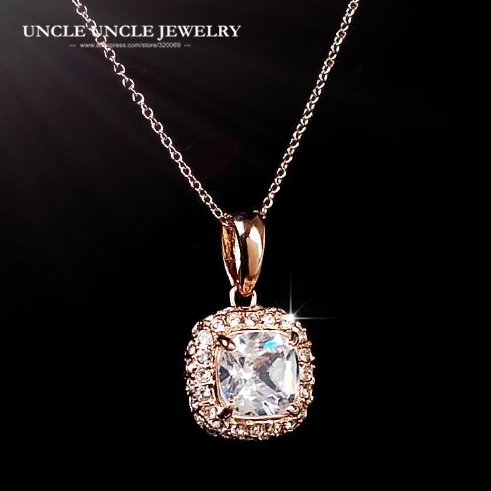 Classic Sparkling Princess Cupid Cut Square Clear 2ct Zirconia Rose Gold Color Wedding Woman Pendant Necklace Wholesale Gift
Classic Sparkling Princess Cupid Cut Square Clear 2ct Zirconia Rose Gold Color Wedding Woman Pendant Necklace Wholesale Gift