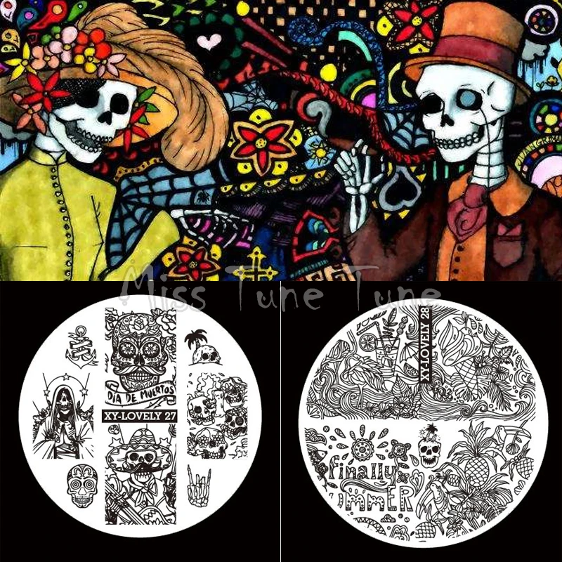 2pcs Halloween Small Size Nail Stamping Plate Image Transfer Templates Stamp Tool Skull Mexican Day Of The Dead
2pcs Halloween Small Size Nail Stamping Plate Image Transfer Templates Stamp Tool Skull Mexican Day Of The Dead