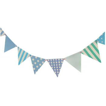 

12Pcs/set Blue Theme Paper Board Bunting Flags Banner For Baby Shower Birthday Party Home Decoration Kids Room Pennant Garland