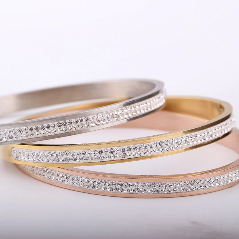 Women Fashion Jewelry Gold Silver Plating Rhinestone Bracelet Titanium Stainless Steel Bracelet & Bangle Girl Valentines's Gift
Women Fashion Jewelry Gold Silver Plating Rhinestone Bracelet Titanium Stainless Steel Bracelet & Bangle Girl Valentines's Gift