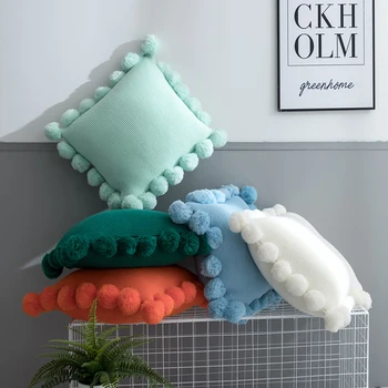 Solid Cushion Cover White Green Orange Blue Knitted Pom pom Solid Pillow Case 45*45cm Soft For Sofa Bed Nursery Room Decorative
Solid Cushion Cover White Green Orange Blue Knitted Pom pom Solid Pillow Case 45*45cm Soft For Sofa Bed Nursery Room Decorative