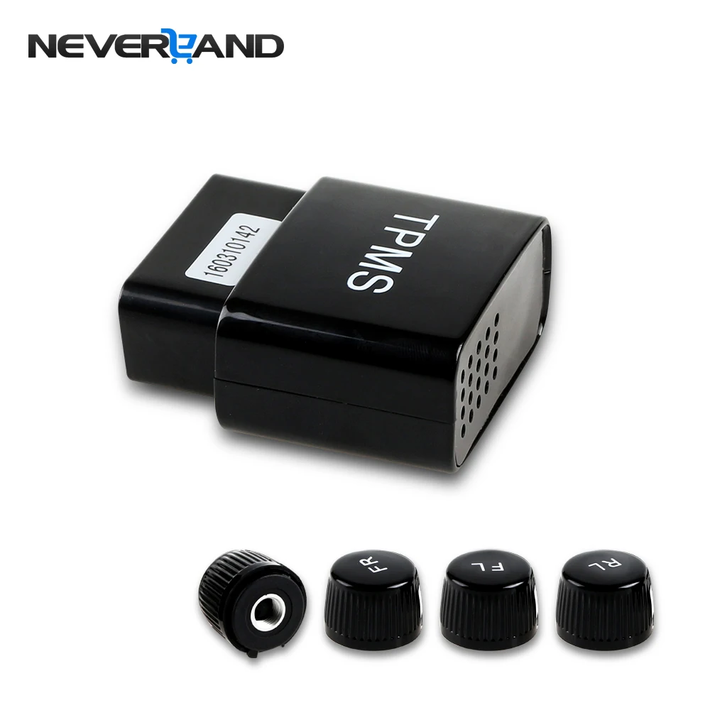 NEVERLAND TPMS Mobile Phone APP Bluetooth Display Tire Pressure Alarm Monitor Systems 4 External Sensors OBD Interface
NEVERLAND TPMS Mobile Phone APP Bluetooth Display Tire Pressure Alarm Monitor Systems 4 External Sensors OBD Interface