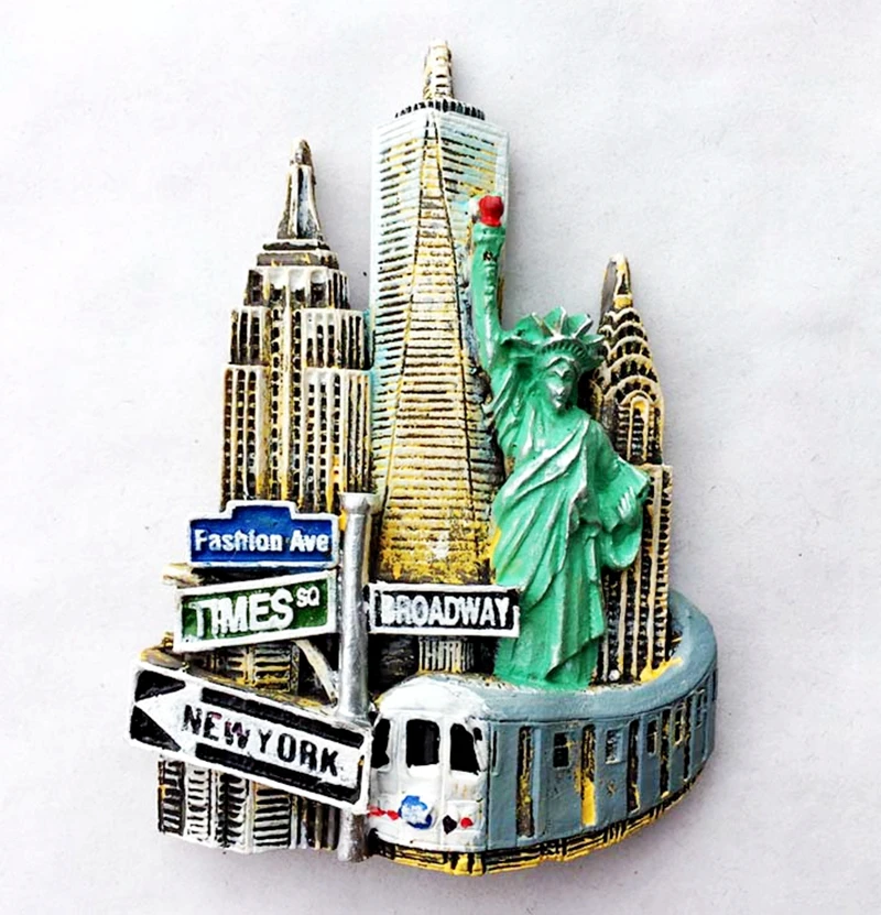 

Handmade Painted American New York landmark 3D Resin Fridge Magnets Tourism Souvenirs Refrigerator Magnetic Stickers Gift