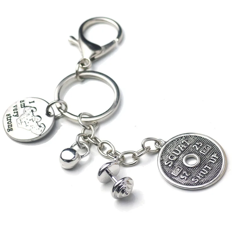 Kettlebell Weight Plate Dumbbell Keychain CrossFit Bodybuilding I am Very Strong Charms Key Chains Men Sports Gym Jewelry
Kettlebell Weight Plate Dumbbell Keychain CrossFit Bodybuilding I am Very Strong Charms Key Chains Men Sports Gym Jewelry