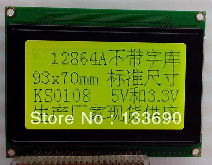 1pcs 12864 128*64 128X64 Graphic Dot LCD Modules 20 pins Interface to the left Yellow Green KS0108/KS0107 PCB dimensions 93x70
1pcs 12864 128*64 128X64 Graphic Dot LCD Modules 20 pins Interface to the left Yellow Green KS0108/KS0107 PCB dimensions 93x70