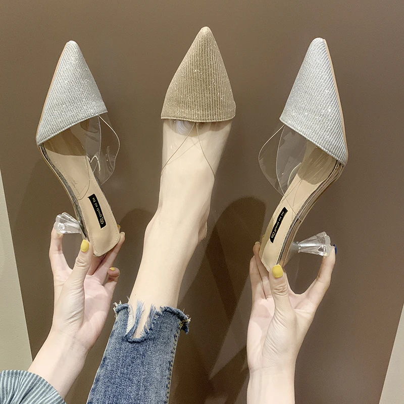 2019 Summer Women High Heels Slipper Pointed Toe Dress Shoes PVC Pumps Bling Bling Slippers Woman Shoes Zapatos Mujer Mules E482
2019 Summer Women High Heels Slipper Pointed Toe Dress Shoes PVC Pumps Bling Bling Slippers Woman Shoes Zapatos Mujer Mules E482