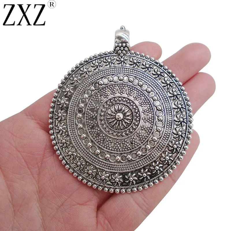 ZXZ 2pcs Antique Silver Large Bohemia Boho Style Round Flower Pendants for Necklace Jewelry Making Findings 76x64mm
ZXZ 2pcs Antique Silver Large Bohemia Boho Style Round Flower Pendants for Necklace Jewelry Making Findings 76x64mm