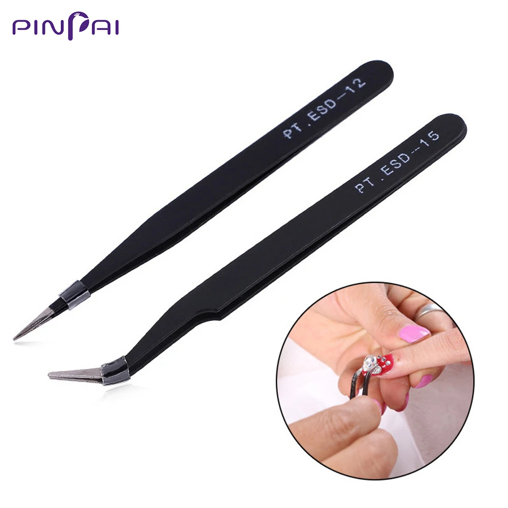 2Pcs/Set Stainless Steel Anti-static Curved Straight Black Tweezer Nail Art Rhinestone Nipper Eyelash Tweezer Clip Picking Tool
2Pcs/Set Stainless Steel Anti-static Curved Straight Black Tweezer Nail Art Rhinestone Nipper Eyelash Tweezer Clip Picking Tool
