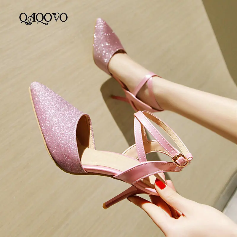 Summer Women Open Toe High Heels Fashion Ankle Strap Thin Heel Sandals Pointed Toe Ladies Sequined Dress Shoes Women Big Size
Summer Women Open Toe High Heels Fashion Ankle Strap Thin Heel Sandals Pointed Toe Ladies Sequined Dress Shoes Women Big Size