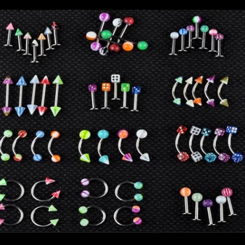 50 pcs/Lot Mix Style Acrylic Surgical Steel Eyebrow Navel Belly Lip Tongue Ring Nose Bar Rings Body Piercing Labret Piercing
50 pcs/Lot Mix Style Acrylic Surgical Steel Eyebrow Navel Belly Lip Tongue Ring Nose Bar Rings Body Piercing Labret Piercing