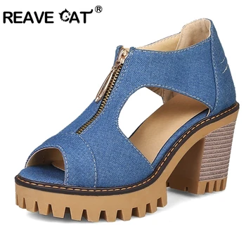 REAVE CAT Shoes woman High heels Ladies pumps Spike heel Denim Zipper Peep toe Platform Big size 34-43 Female Cute Summer A2006
REAVE CAT Shoes woman High heels Ladies pumps Spike heel Denim Zipper Peep toe Platform Big size 34-43 Female Cute Summer A2006