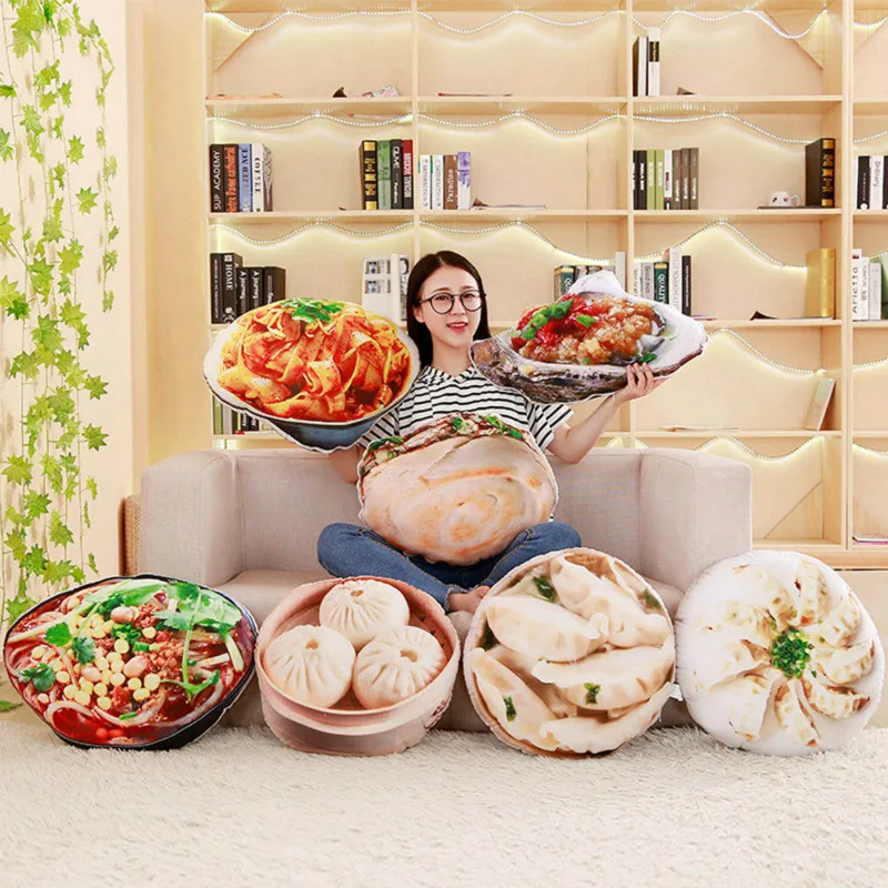 Большая подушка с 3D рисунком имитация китайских закусок пельмени Liangpi Baozi новинка