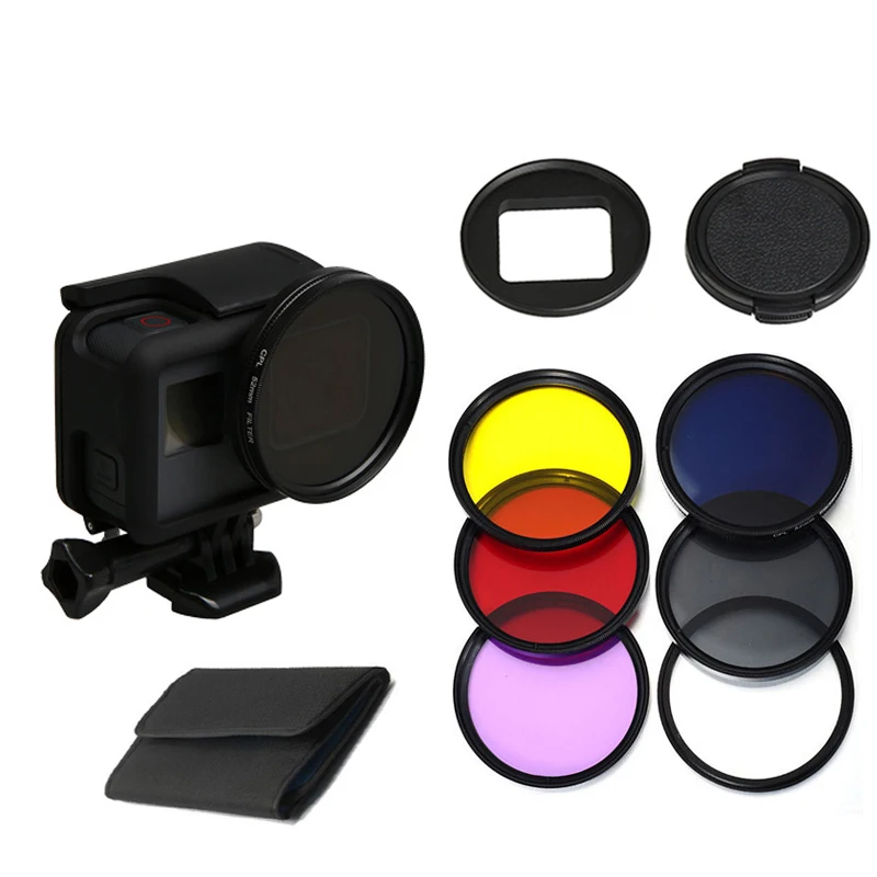52mm Diving Filter Set Adapter Ring Lens Cap UV CPL ND4 Yellow Red Purple Underwater filtro for Go Pro 5 6 7 Black Accessories
52mm Diving Filter Set Adapter Ring Lens Cap UV CPL ND4 Yellow Red Purple Underwater filtro for Go Pro 5 6 7 Black Accessories