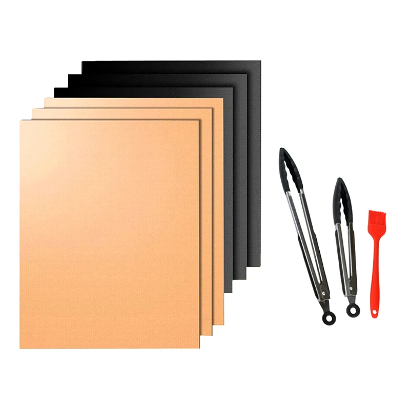 4Pcs/set Teflon BBQ Mat Non-Stick Grill Mat Heat Resistance Barbecue Tongs Silicone Basting Brushes Camping Charcoal BBQ Tools 
4Pcs/set Teflon BBQ Mat Non-Stick Grill Mat Heat Resistance Barbecue Tongs Silicone Basting Brushes Camping Charcoal BBQ Tools