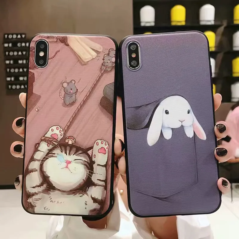Cute Animal Rabbit Cat Pattern Cover Phone Cases For iPhone X XS MAX XR, TPU Soft Silicone Phone Case For iPhone 8 7 6 6s Plus
Cute Animal Rabbit Cat Pattern Cover Phone Cases For iPhone X XS MAX XR, TPU Soft Silicone Phone Case For iPhone 8 7 6 6s Plus