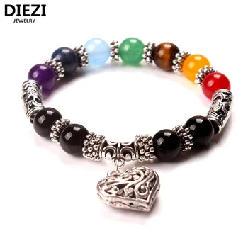 DIEZI Men Women 7 Chakra Bracelets Bangles Colors Mixed