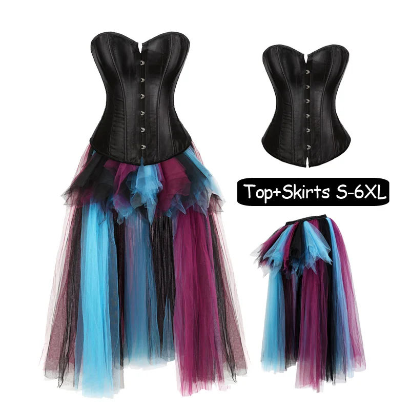 Womens VintaWomen Multi Layered High Low Skirt Masquerade Showgirl Corset Dress Set Cancan Steampunk Corsets Costume PLus Size
Womens VintaWomen Multi Layered High Low Skirt Masquerade Showgirl Corset Dress Set Cancan Steampunk Corsets Costume PLus Size