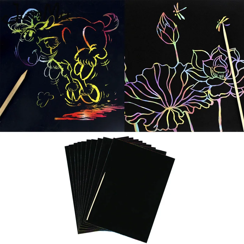 10pcs/lot 26*19cm Magic Color Scratch Art Paper Coloring Cards Scraping Drawing Toys For Children
10pcs/lot 26*19cm Magic Color Scratch Art Paper Coloring Cards Scraping Drawing Toys For Children