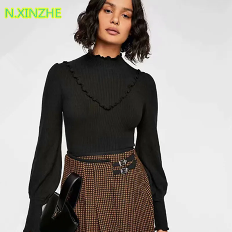 2018 women clothing puff sleeve ruffles solid knitted T-Shirt short Tops Female casual fashion slim cotton Tees 5 color C4465
2018 women clothing puff sleeve ruffles solid knitted T-Shirt short Tops Female casual fashion slim cotton Tees 5 color C4465