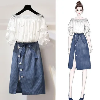 2 piece set women skirt and white top Off Shoulder Crop Top Womens Casual Summer 2 Piece Outfits for Women 2019
2 piece set women skirt and white top Off Shoulder Crop Top Womens Casual Summer 2 Piece Outfits for Women 2019