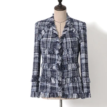 Blue Tweed Jacket women plaid fabric V-neck 2020 spring / autumn women's coat tassel new socialite Slim jacket one piece
Blue Tweed Jacket women plaid fabric V-neck 2020 spring / autumn women's coat tassel new socialite Slim jacket one piece