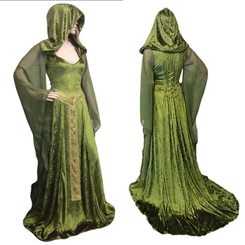 Medieval Victorian Gothic Dress Halloween Witch Cosplay Costume Green Blue Hooded Robe Fancy Dress For Women Large Size 3XL
Medieval Victorian Gothic Dress Halloween Witch Cosplay Costume Green Blue Hooded Robe Fancy Dress For Women Large Size 3XL