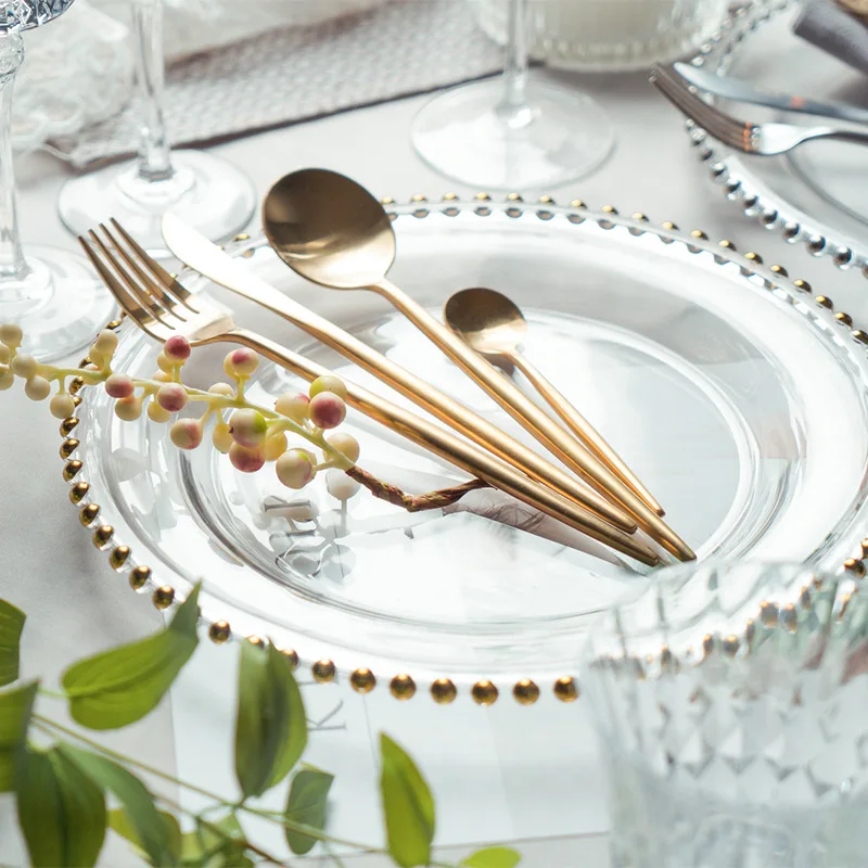 Elegant Western Style Steak Cutlery Set Princess Pearl Steak Dinner Flat Plate Glass Dishes Fork Knife Dinnerware Set 5pcs/set
Elegant Western Style Steak Cutlery Set Princess Pearl Steak Dinner Flat Plate Glass Dishes Fork Knife Dinnerware Set 5pcs/set