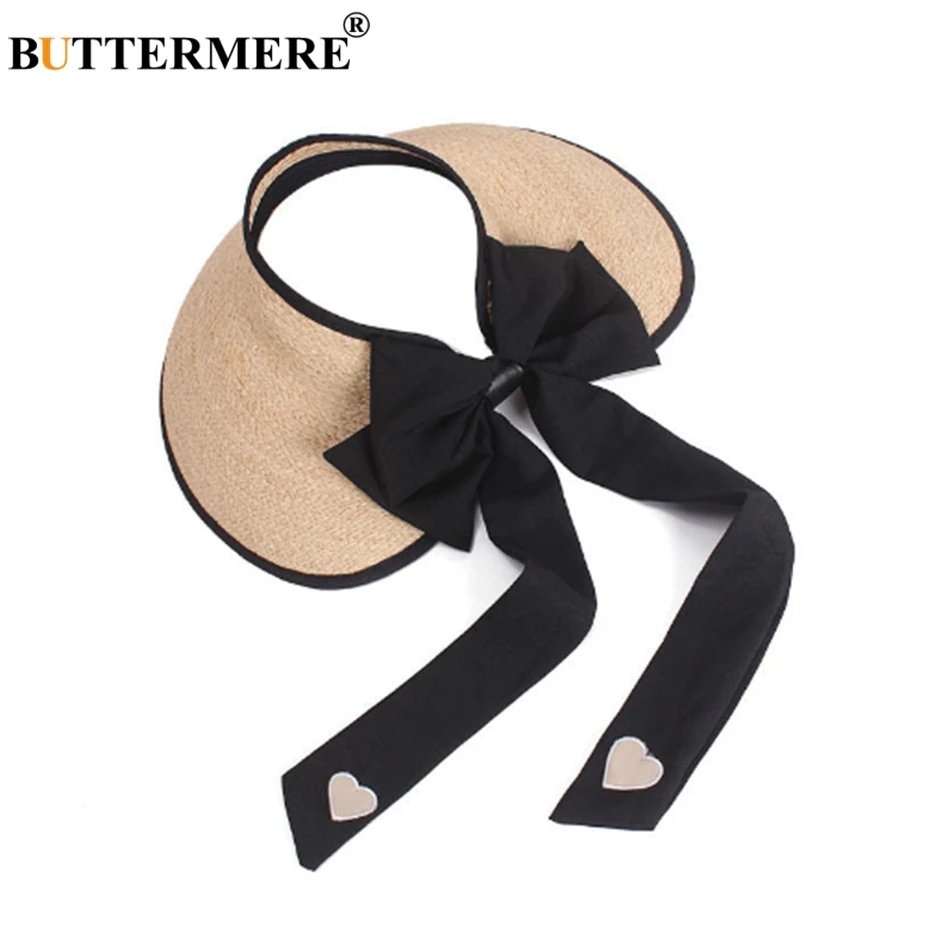 BUTTERMERE Visor Sun Hat Ladies Cap Raffia Straw Summer Hat Women Heart Print Elegant Bow Female Beige Adjustable Long Brim Caps
BUTTERMERE Visor Sun Hat Ladies Cap Raffia Straw Summer Hat Women Heart Print Elegant Bow Female Beige Adjustable Long Brim Caps