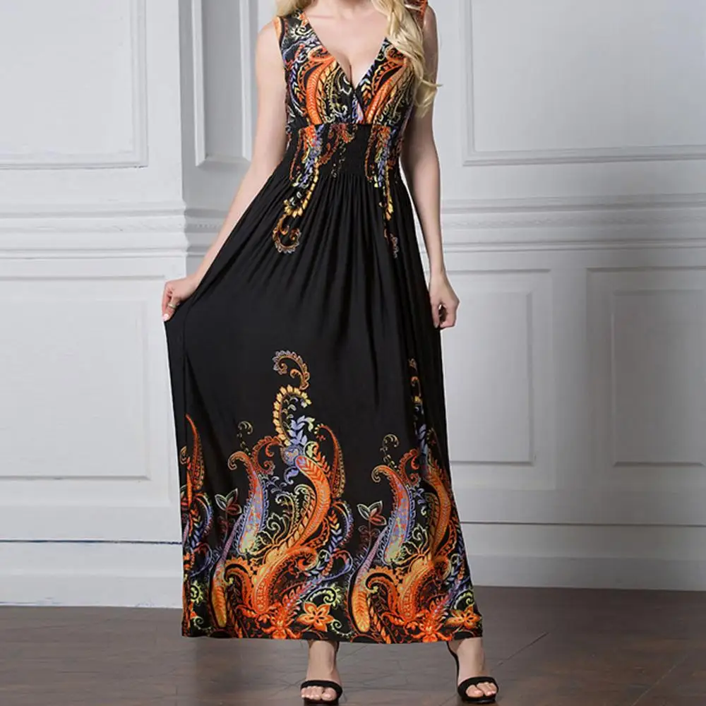 Sexy Printed Women Summer Sleeveless V-Neck Backless Vintage Long Boho Party Casual Loose Beach summer dress 2019 elegant ED
Sexy Printed Women Summer Sleeveless V-Neck Backless Vintage Long Boho Party Casual Loose Beach summer dress 2019 elegant ED