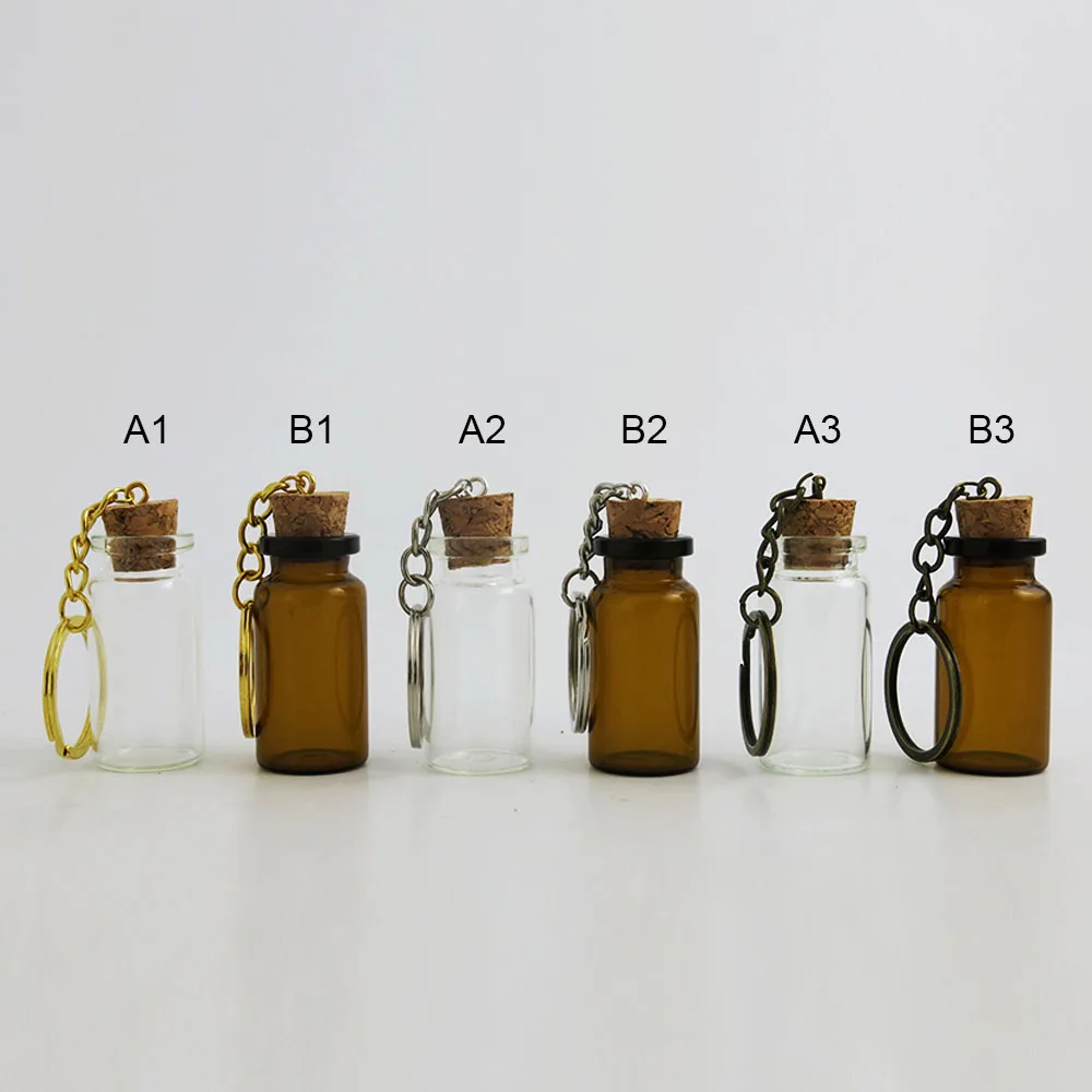 

30 x 8ml Clear Cute Mini Small Glass Bottle Cork Pendant Vial Key Chain Adjustable For Wedding Gift Using Beautiful for Women
