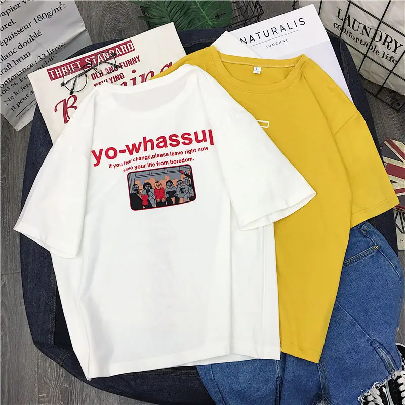 2019 NEW Summer Women's t-shirt Short Korean Style fashion Casual letter Anime Unif Grunge Oversized Bts Tops Female Tees KM8810
2019 NEW Summer Women's t-shirt Short Korean Style fashion Casual letter Anime Unif Grunge Oversized Bts Tops Female Tees KM8810