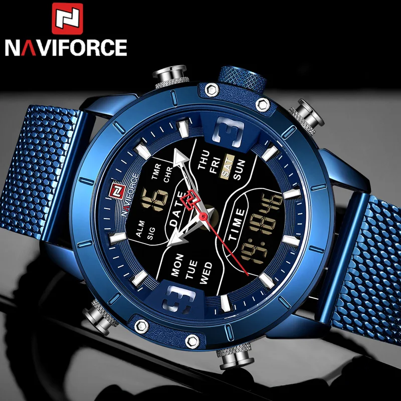 NAVIFORCE 9153 мужские часы Топ бренд модные спортивные водонепроницаемые кварцевые