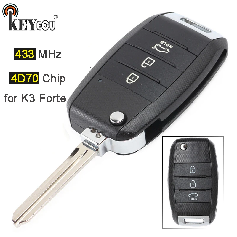 KEYECU 433MHz 4D70 Chip Replacement Flip Folding 3 Button Remote Car Key Fob for Kia K3 Forte 2013 2014 2015
KEYECU 433MHz 4D70 Chip Replacement Flip Folding 3 Button Remote Car Key Fob for Kia K3 Forte 2013 2014 2015