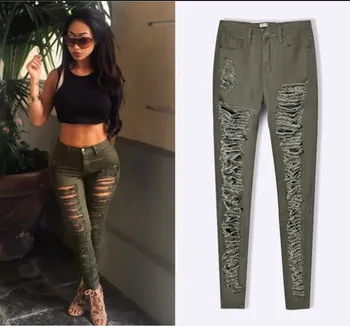 Womens Army Green Fashion Casual Jeans High Waist Elastic Ripped Pants Distressed Pencil Skinny Jeans
Womens Army Green Fashion Casual Jeans High Waist Elastic Ripped Pants Distressed Pencil Skinny Jeans