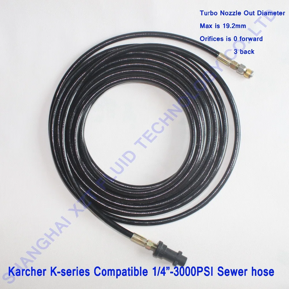 XZT-Turbo Karcher K1K2K3K4K5K6K7 1/4"X50'/15mX20MPa/3000PSI Pressure washer Sewer Jetter drain hose,Pipe cleaner
XZT-Turbo Karcher K1K2K3K4K5K6K7 1/4"X50'/15mX20MPa/3000PSI Pressure washer Sewer Jetter drain hose,Pipe cleaner