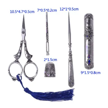 Sewing Scissors Set Vintage Embroidery Tool Alloy Awl Threader Thimble Needle Case Kit AI88
Sewing Scissors Set Vintage Embroidery Tool Alloy Awl Threader Thimble Needle Case Kit AI88
