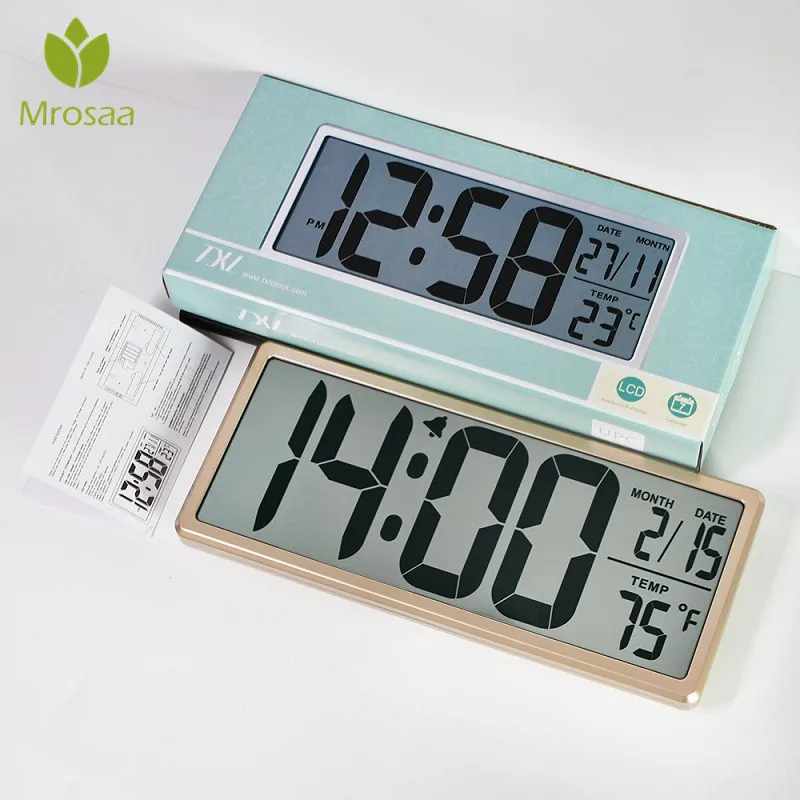 Mrosaa 13.8" Digital Alarm Clock Moder design WallClock LCD Display Alarm Snooze Calendar Indoor Temperature hanging clock
Mrosaa 13.8" Digital Alarm Clock Moder design WallClock LCD Display Alarm Snooze Calendar Indoor Temperature hanging clock