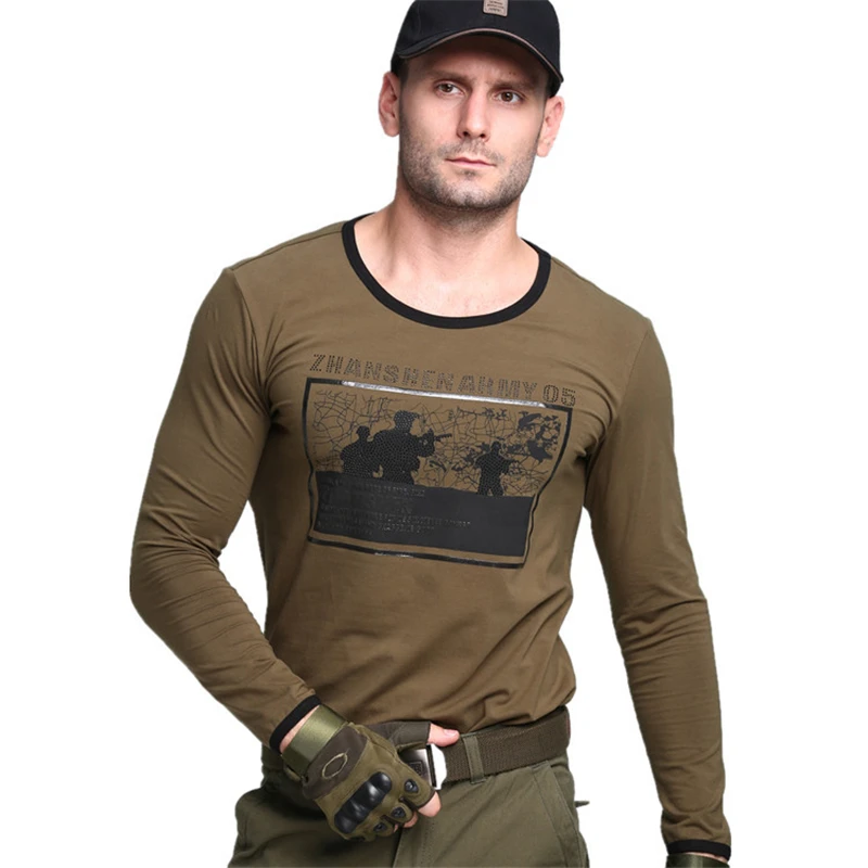 

2018 Autumn Long Sleeve T Shirt Men Men's Print Longline T-shirt Mens Army Longsleeve Tshirt Tops Tee M.BD04