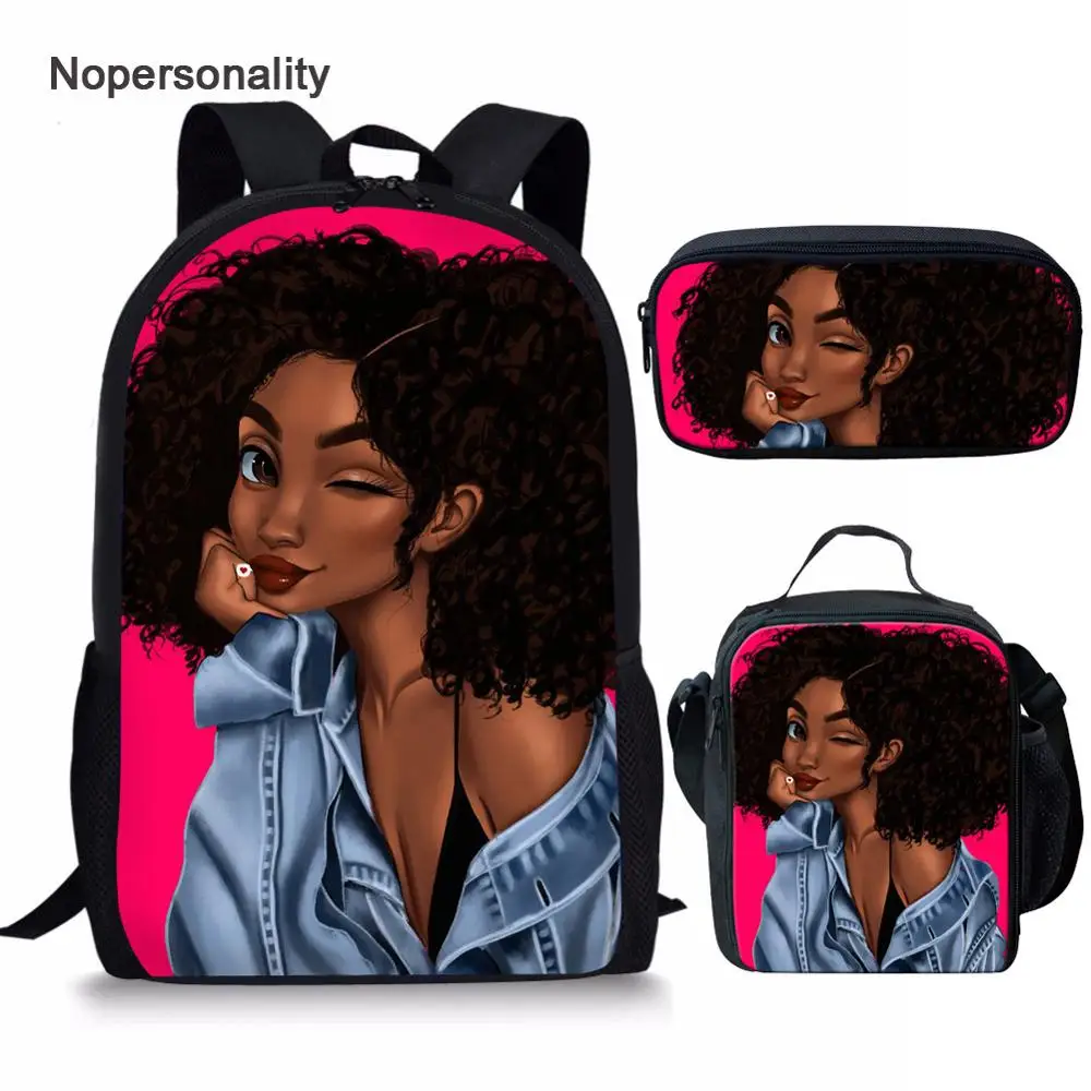 Nopersonality African American Princess School Bag Set for Teenagers Girls Primary School Backpack Children Kids Bookbag Mochila
Nopersonality African American Princess School Bag Set for Teenagers Girls Primary School Backpack Children Kids Bookbag Mochila