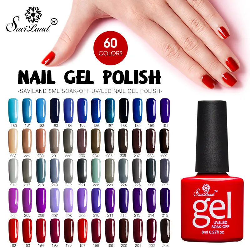 

Saviland 60 Colors Gel Nail Polish Hybrid Nail Art Primer UV Nail Gel Varnish Semi Permanent Gel Nail Polish for Manicure