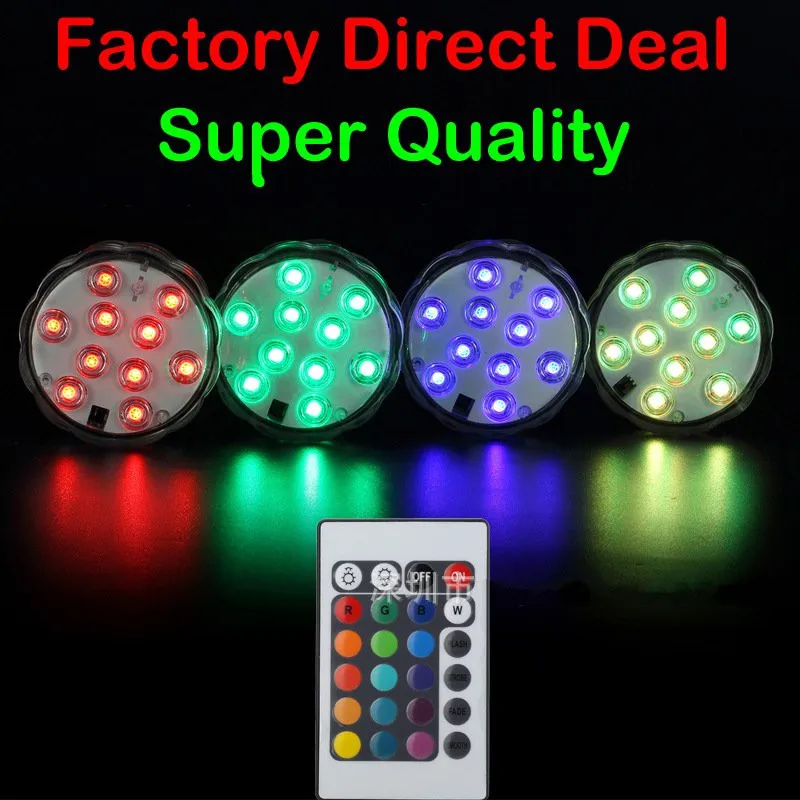 Colorful Diving 10 LED Aquarium Underwater Lights with Remote Control Battery Electronic Lighting Landscape | Освещение