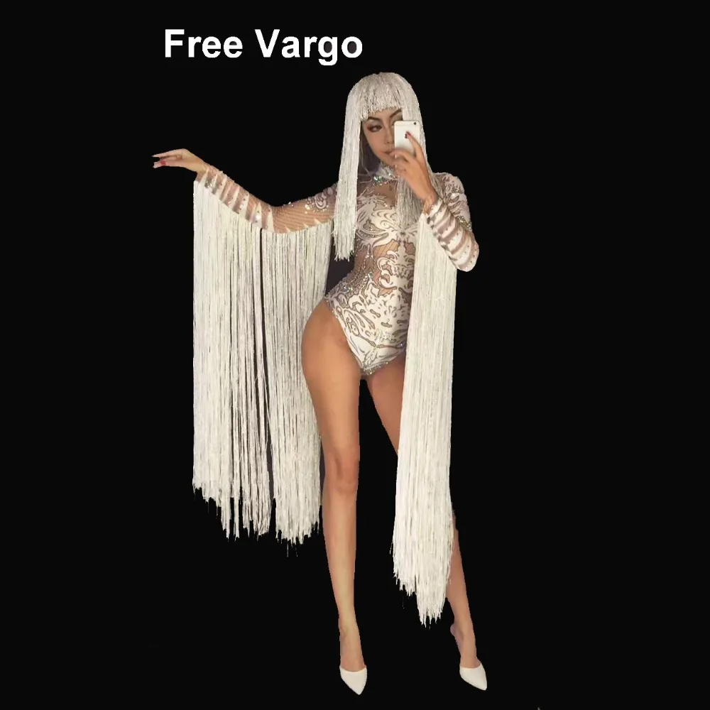 Sexy Tassel Jumpsuit Cosplay Singer White Costume Rhinestones Women's Stage Bodysuit Showgirl Party Dance Wear Outfit
Sexy Tassel Jumpsuit Cosplay Singer White Costume Rhinestones Women's Stage Bodysuit Showgirl Party Dance Wear Outfit