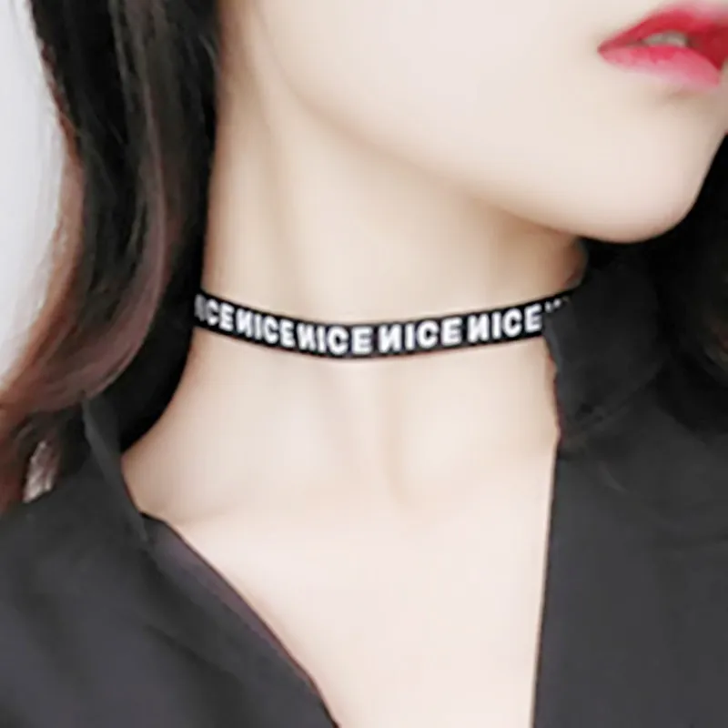 NK250 New Bijoux Gothic Short Clavicle Colares Harajuku Collier Punk English Letter NICE Face Chokers Necklace for Women Jewelry
NK250 New Bijoux Gothic Short Clavicle Colares Harajuku Collier Punk English Letter NICE Face Chokers Necklace for Women Jewelry