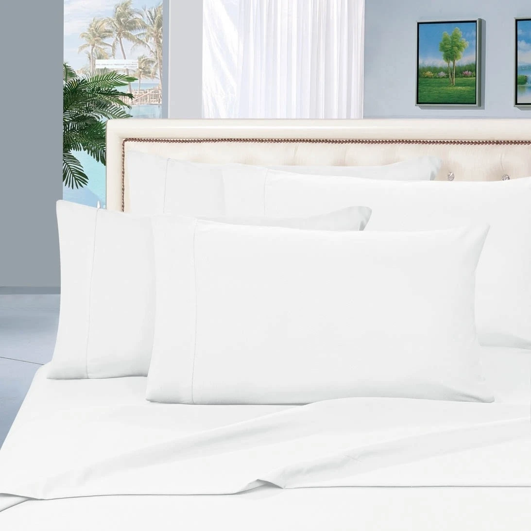 Elegant Comfort 1500 Series Wrinkle Resistant Egyptian Quality Hypoallergenic Ultra Soft Luxury 4-Piece Bed Sheet Set, Queen, White
