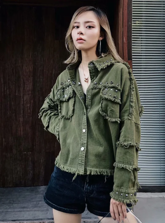Streetwear Cargo Denim Rivet Button Tasse Pocke Denim Camo Jeans Coat Jacket Harajuku Punk Women/Men Loose Outwear Windbreaker 
Streetwear Cargo Denim Rivet Button Tasse Pocke Denim Camo Jeans Coat Jacket Harajuku Punk Women/Men Loose Outwear Windbreaker