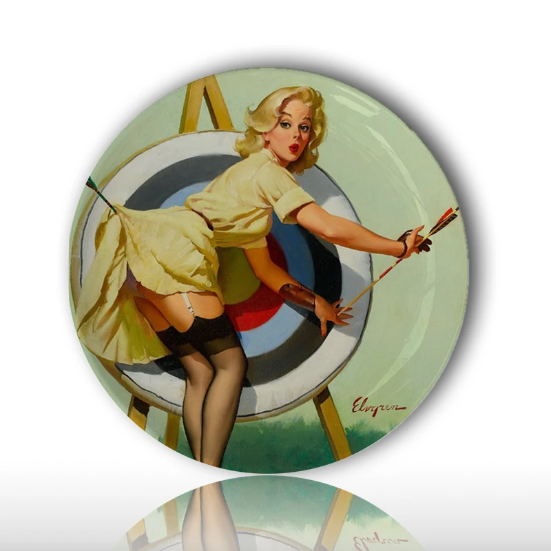 Artist Gil Elvgren Sexy Beauty painting plate retro illustrator pin-up girls home decorative dish pretty girl wall hanging plate
Artist Gil Elvgren Sexy Beauty painting plate retro illustrator pin-up girls home decorative dish pretty girl wall hanging plate