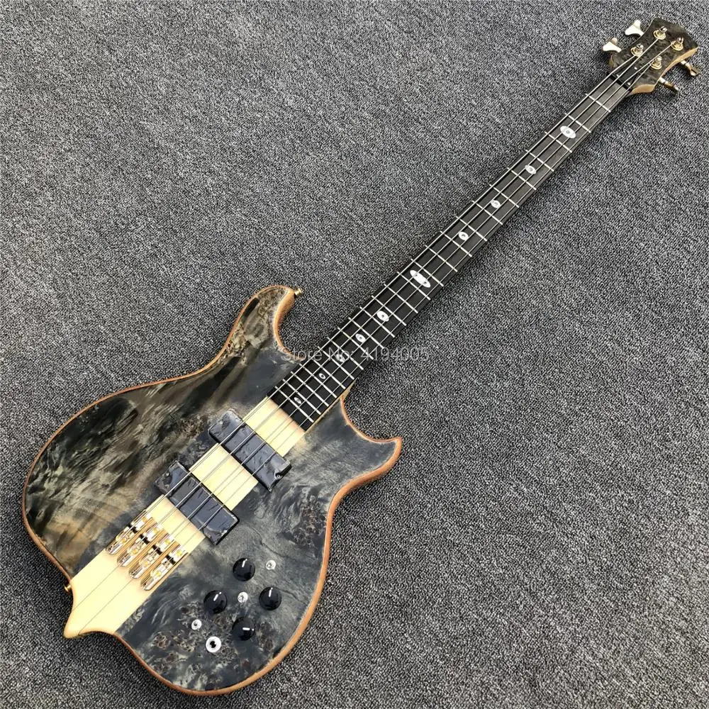 

Ebony fingerboard 4 strings Bass Guitar,Factory Burst maple top 9V active pickup Electric Bass guitar,real photo,Free shipping