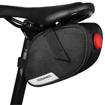 

Roswheel Essentials Series 131463 0.8L Water Resistant Cycling Bicycle Tail Bags Bike Saddle Bags Seat Pouch with Tail Light