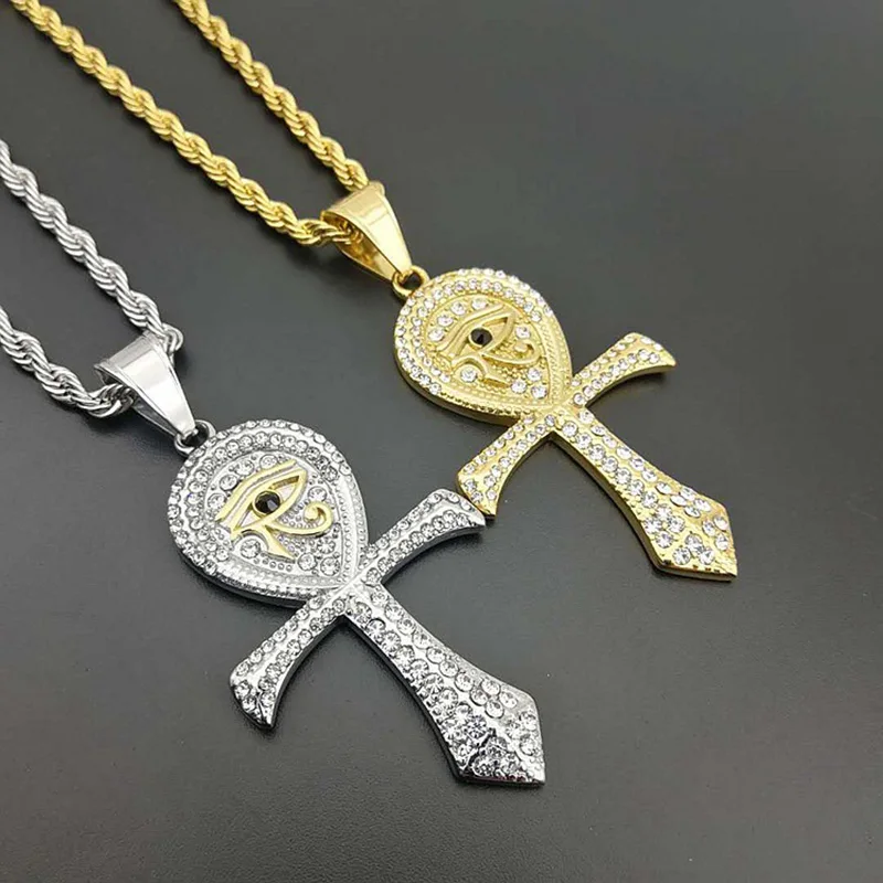 Egyptian Ankh Cross Pendants Men Hip Hop Rock Shiny Rhinestone Bling Ice Out Eye of Horus Necklaces Gold Stainless Steel Jewerly
Egyptian Ankh Cross Pendants Men Hip Hop Rock Shiny Rhinestone Bling Ice Out Eye of Horus Necklaces Gold Stainless Steel Jewerly